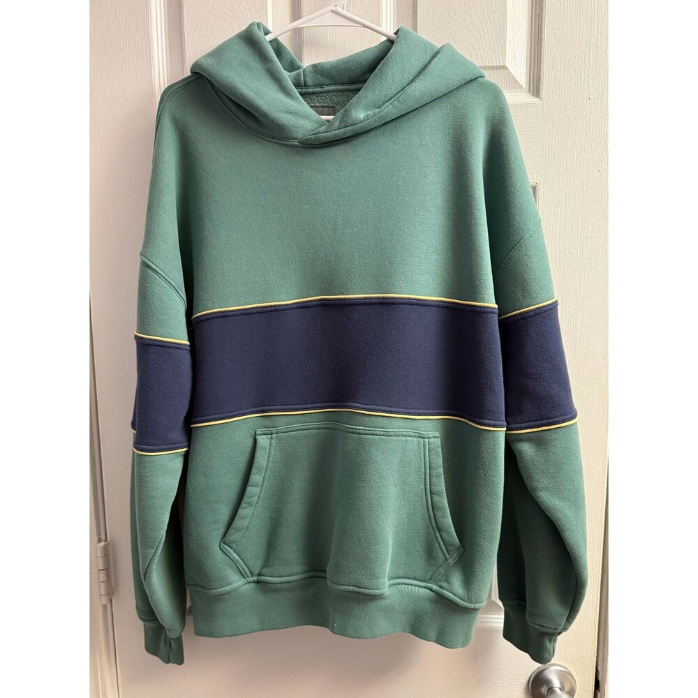 Abercrombie & Fitch Men's Pullover Hoodie Size Medium Green Navy Color Blocked